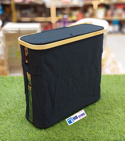 Modern Bamboo-Rimmed Collapsible Laundry basket