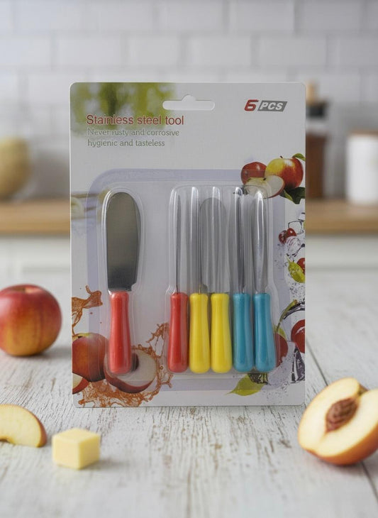 6-Piece Stainless Steel Tool Set - Multi-Color Handle Mini Spatula/Knife Set