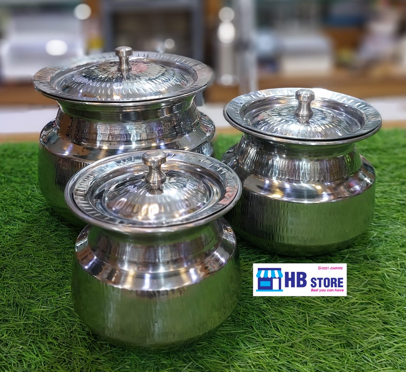 3Pcs Mini Silver Steel Cooking Degchi Set