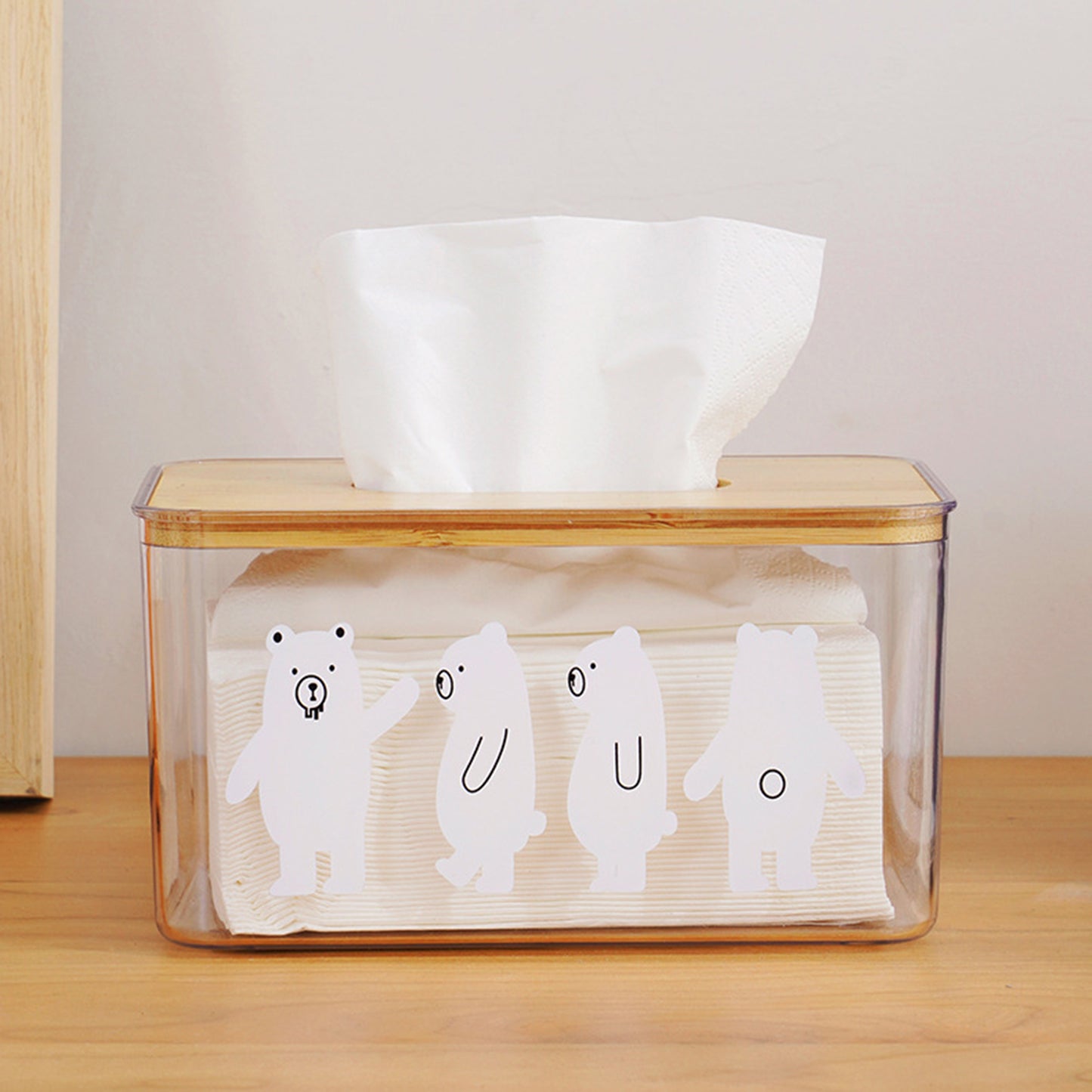 Acrylic Tissue Box With Wooden Cap