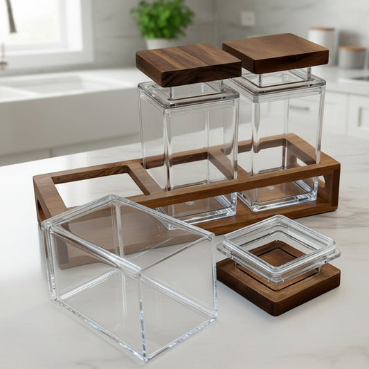 Modern Clear Acrylic Spice and Seasoning Canister Set