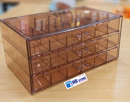 3 Layer Jewelry Organizer Box, 72 Cells Antioxidant Acrylic Clear Jewelry Box