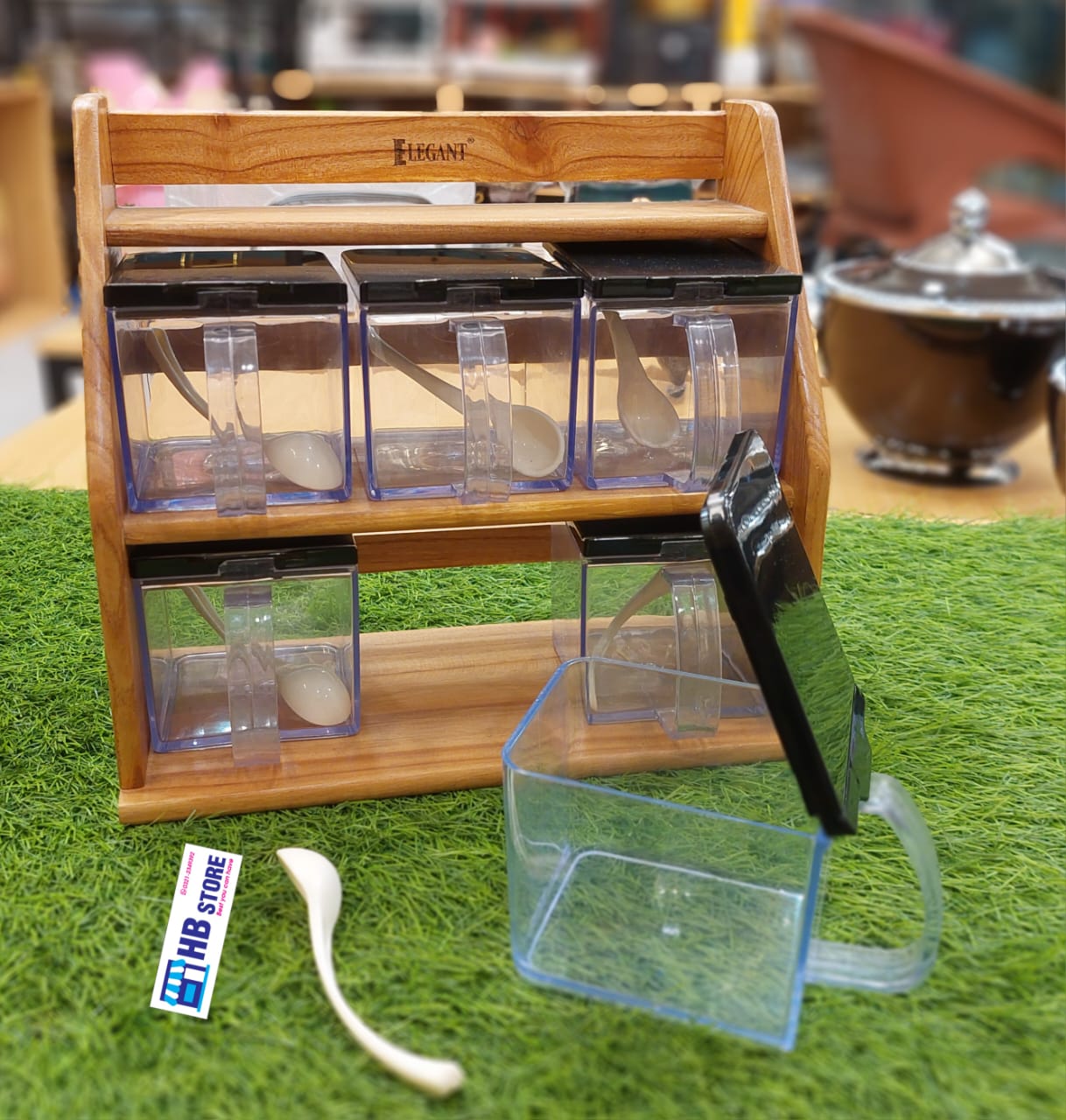 Elegant 6 Wood kitchen spice stand