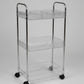 3-Tier Clear Acrylic Fluted Rolling Utility Cart with Silver Handles