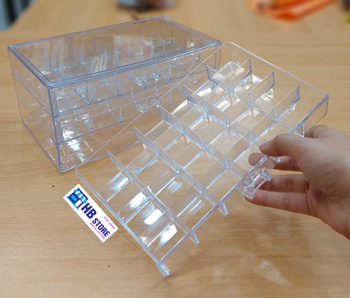 3 Layer Jewelry Organizer Box, 72 Cells Antioxidant Acrylic Clear Jewelry Box
