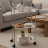 3-Tier Clear Acrylic Fluted Rolling Utility Cart with Silver Handles