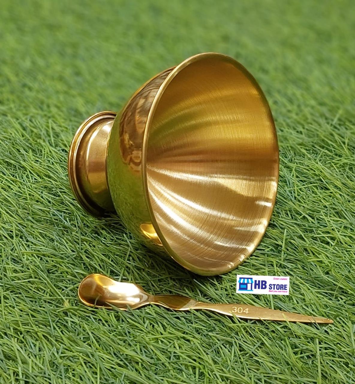 Luxury  Stainless Steel Gold Pedestal Bowl & Spoon Set