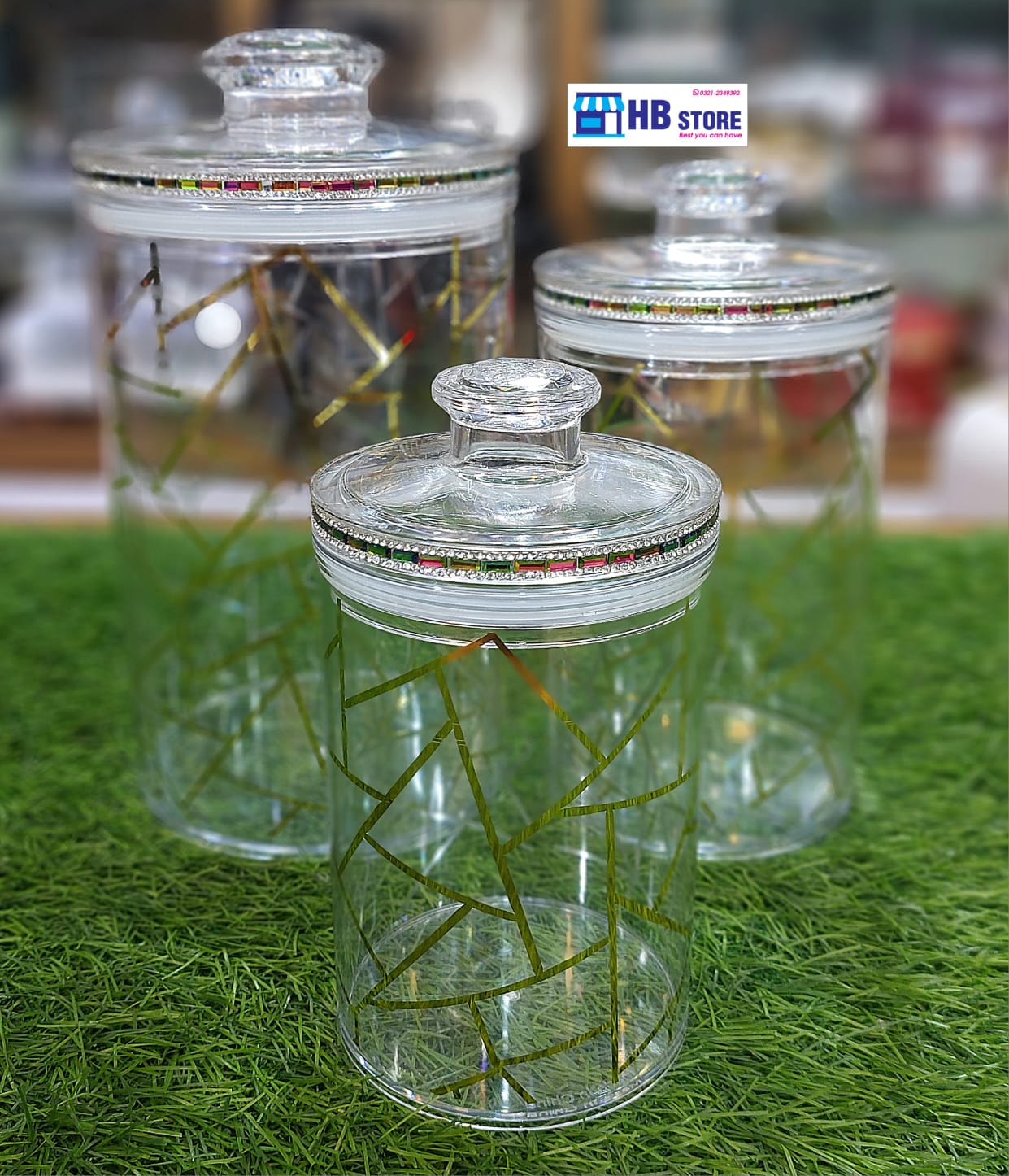 3pcs Acrylic Jar Fancy Airtight Set