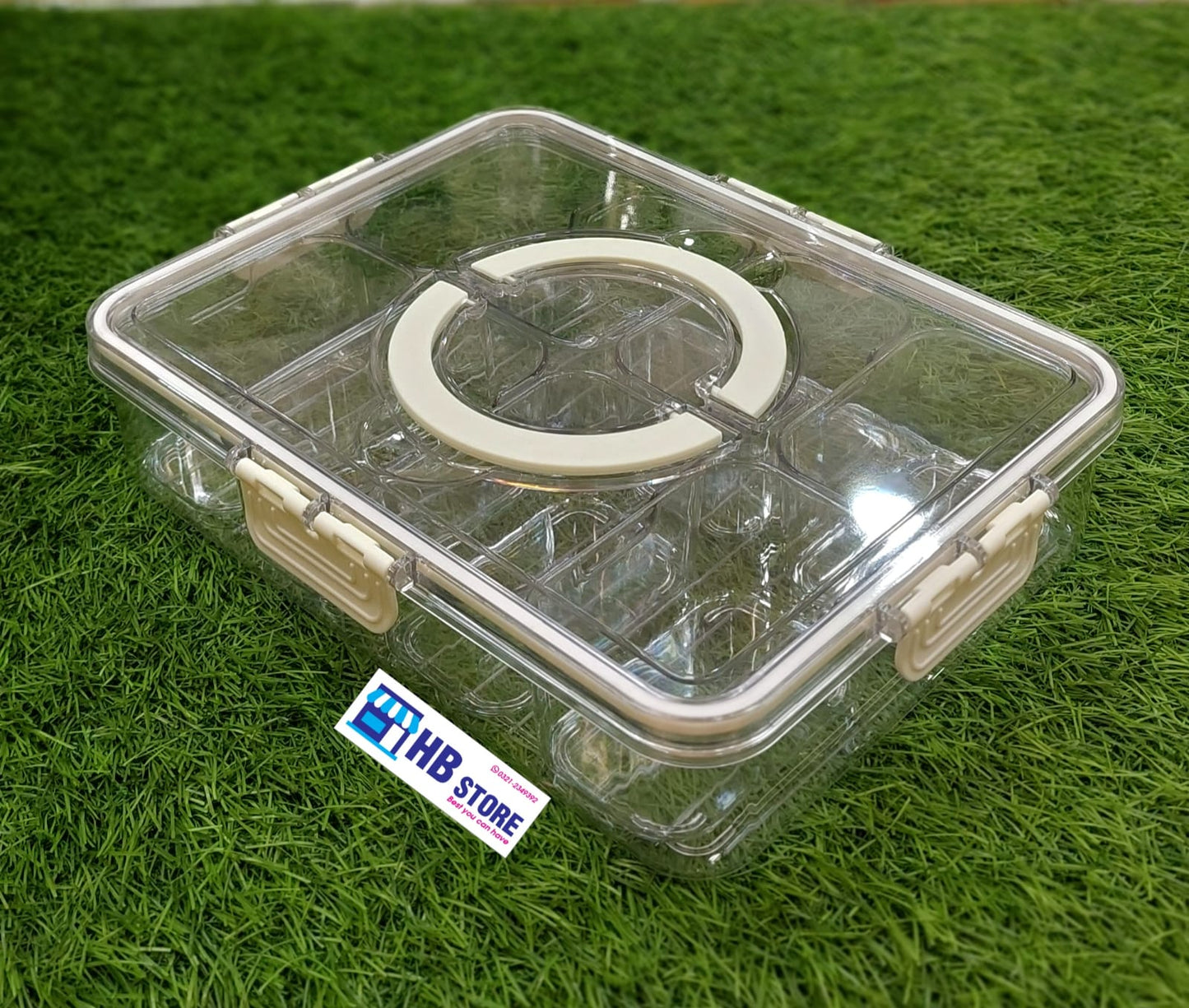 Multi-Compartment Acrylic Storage Box with Handle