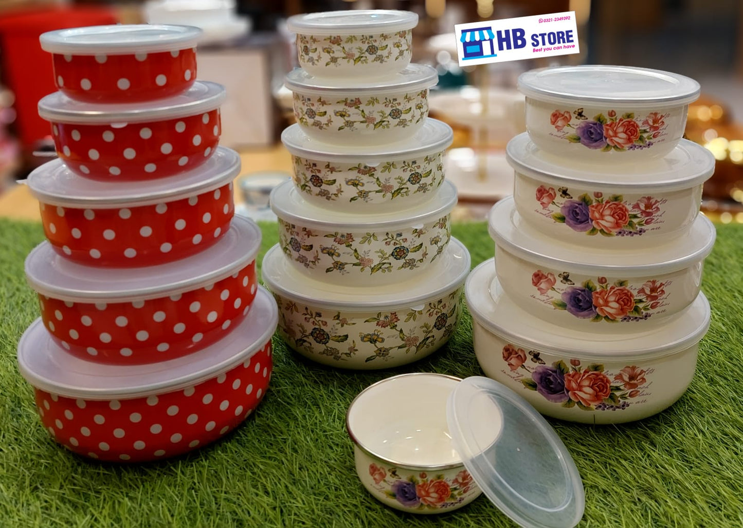 5 pieces enamel bowl with lid bearing container cuisine stocks fruits salads for