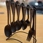 Matte Black & Gold Hanging Cutlery Set with Display Stand