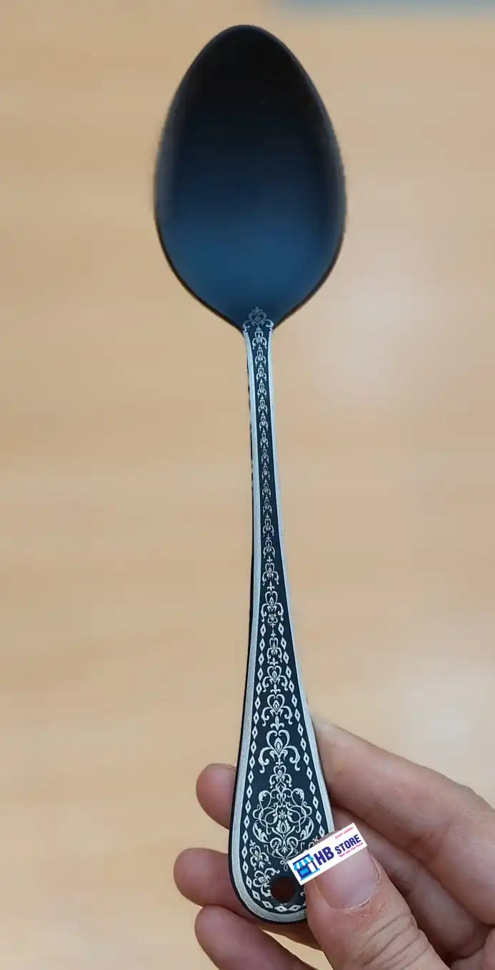 Matte Black & Gold Hanging Cutlery Set with Display Stand