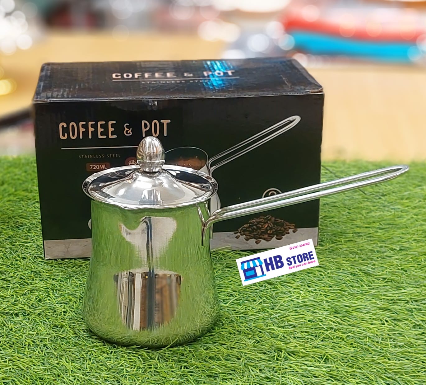 Stainless Steel Turkish Coffee Pot with Lid (720ml)