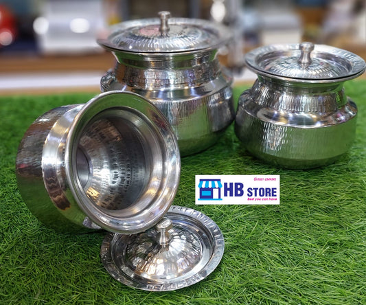 3Pcs Mini Silver Steel Cooking Degchi Set