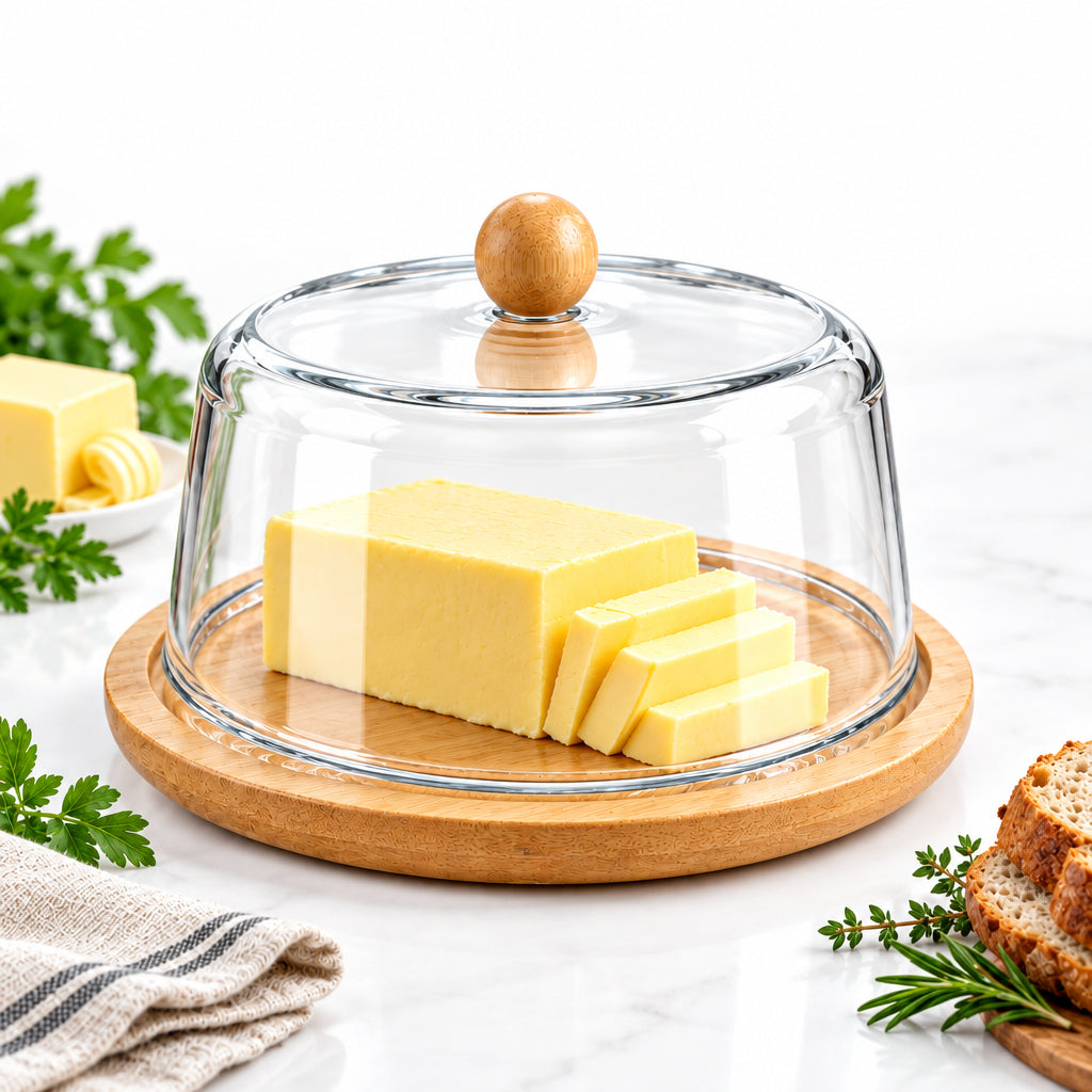 Bamboo & Clear Acrylic Butter Keepers