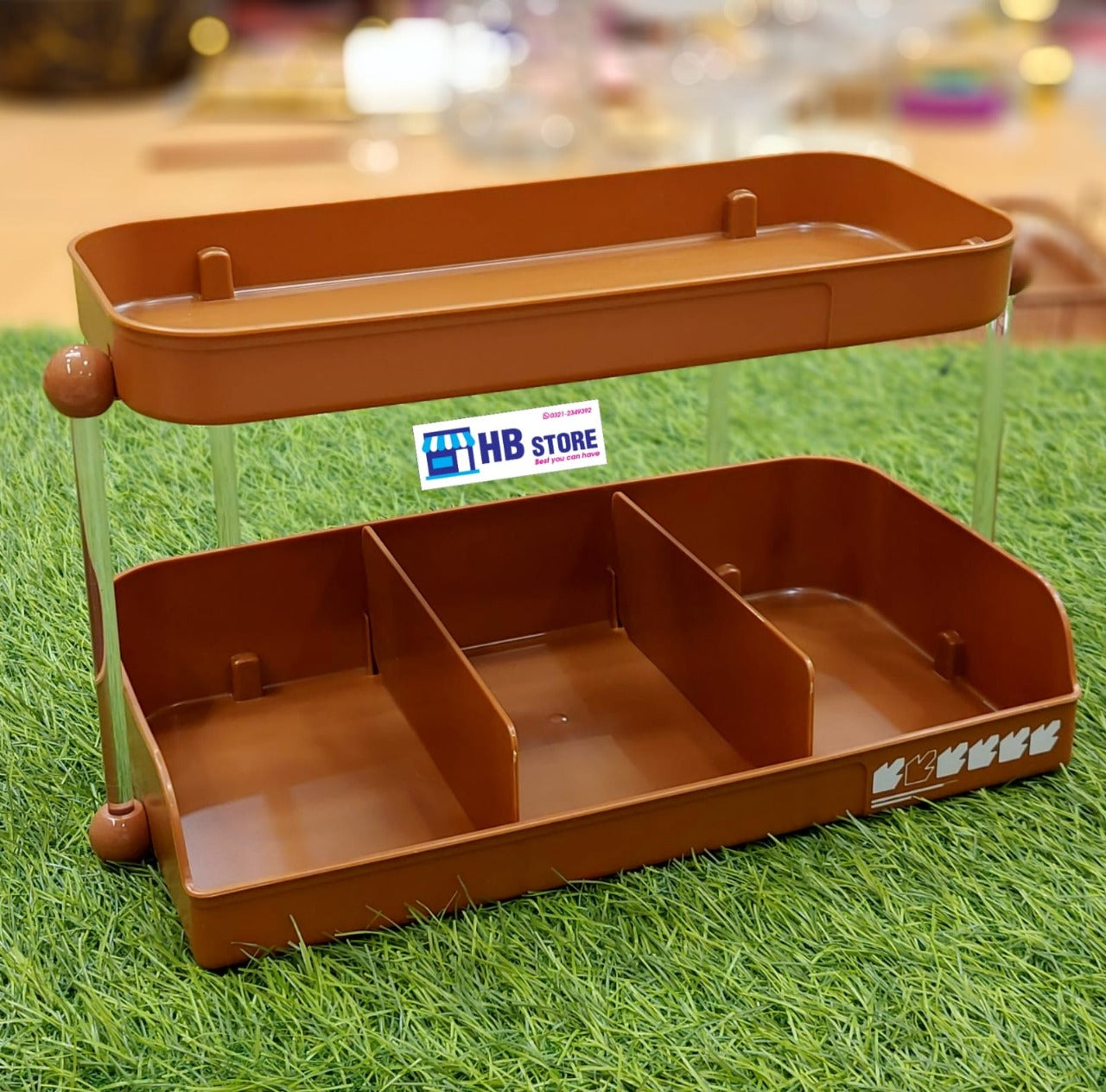 2-Tier Brown Modular Countertop Organizer