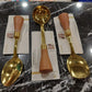 Golden Serving Spoon With Wooden Handel