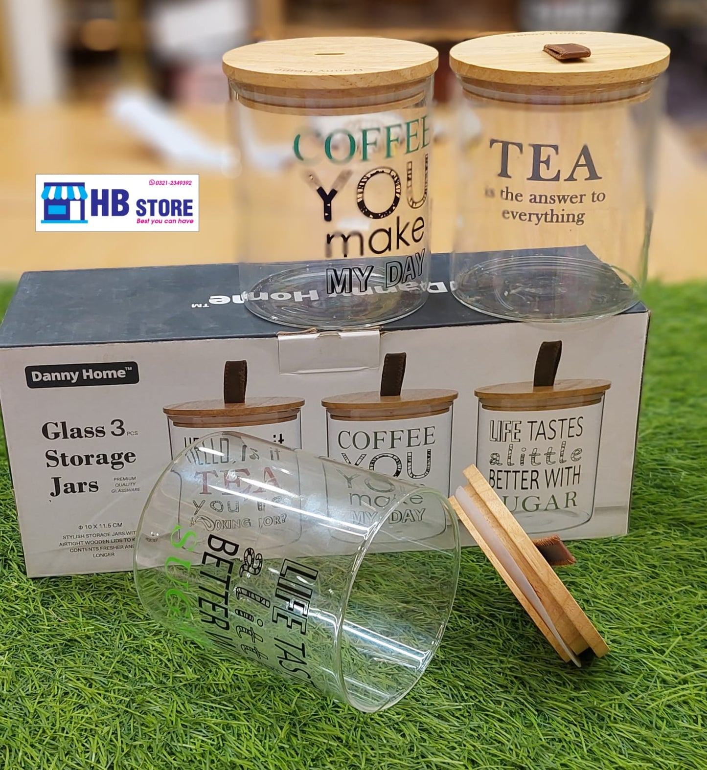 Danny Home 3-Piece Glass Storage Jar Set with Bamboo Lids