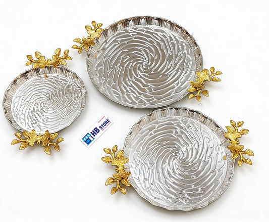 Floral Decorative Dish Gold & Silver Accent Serving Dish