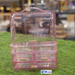 Luxury Transparent Pink 3-Tier Makeup & Jewelry Organizer Box with Handle