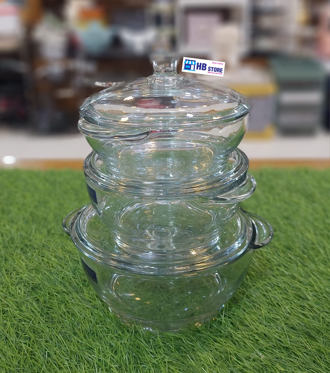 3Pcs Glass Serving Bowls With Lids