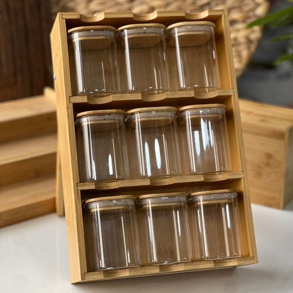 Bamboo Spice Jar 9pcs set