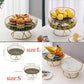 Golden Metal Fruit Basket With Glass Plate