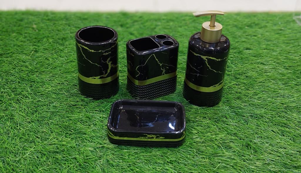 4pcs Washroom set - Black Golden