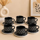 Danny Home Patterned Ceramic Cup and Saucer Set – 6 Pieces