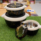 Black Marble Design Insulated Hot Pot Casserole Set (3 Pcs)