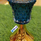Elegant Red and Blue Glass Incense Burners with Gold Base