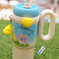 Cute Cartoon Character Insulated Sippy Tumbler with Handle and Charm