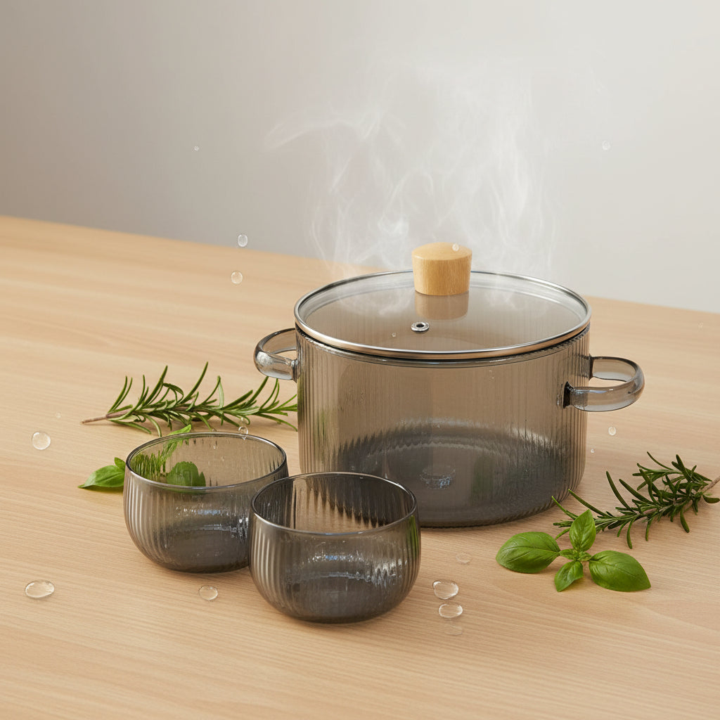 Stovetop Safe Glass Casserole Pot and Bowl Set