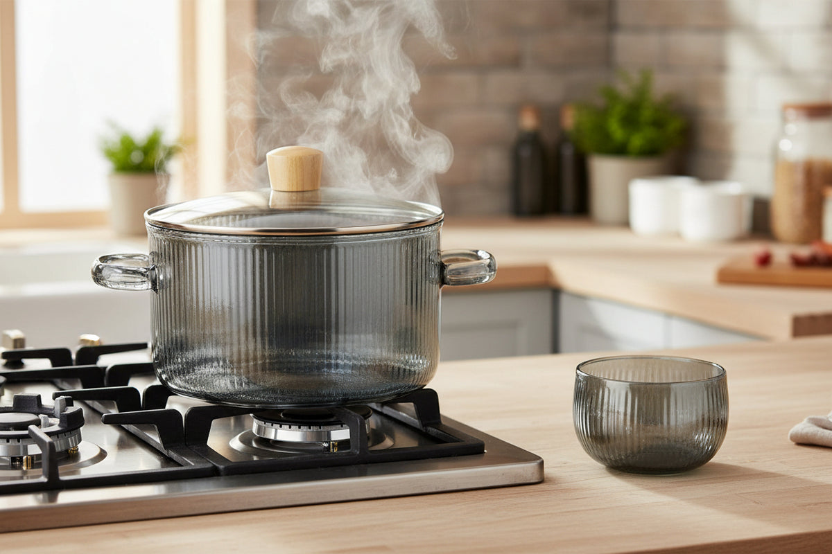 Stovetop Safe Glass Casserole Pot and Bowl Set