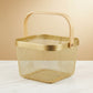 Gold Mesh Fruit Basket with a Bamboo Handle