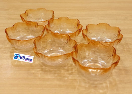 6 Pcs Floral Glass Serving Bowl Set