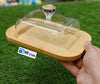 "Butter Dish with Wooden Base & Clear Acrylic Lid