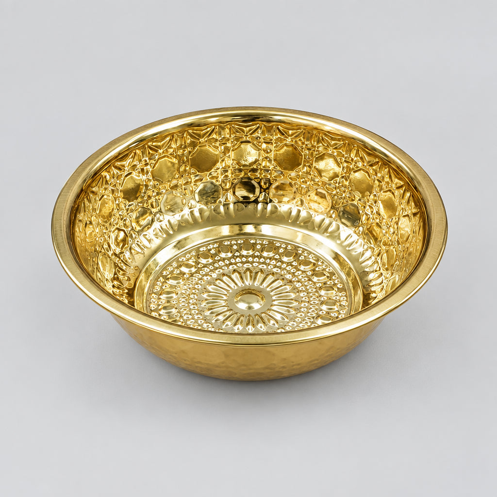Luxury Gold-Plated Floral Embossed Decorative Serving Tray