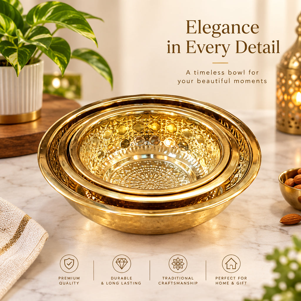 Luxury Gold-Plated Floral Embossed Decorative Serving Tray