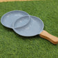 3-Compartment Ceramic Serving Platter with Ergonomic Wooden Handle – Slate Grey