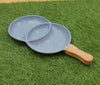 3-Compartment Ceramic Serving Platter with Ergonomic Wooden Handle – Slate Grey