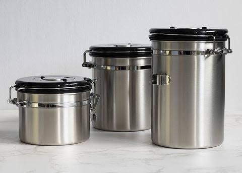 3Pcs Stainless Steel Airtight Jar With Spoon