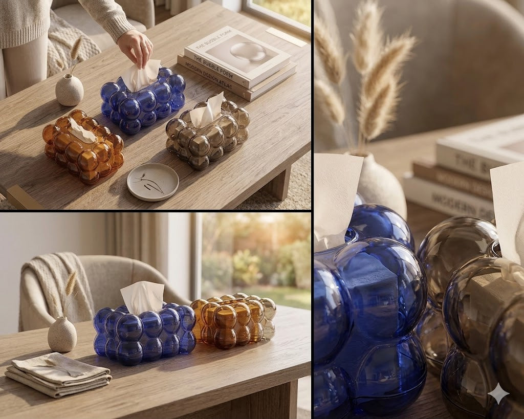Elysian Bubble Glass-Style Tissue Box Cover