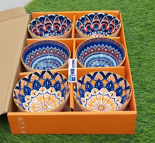 Set of 6 Bohemian Ceramic Ramen & Soup Bowls