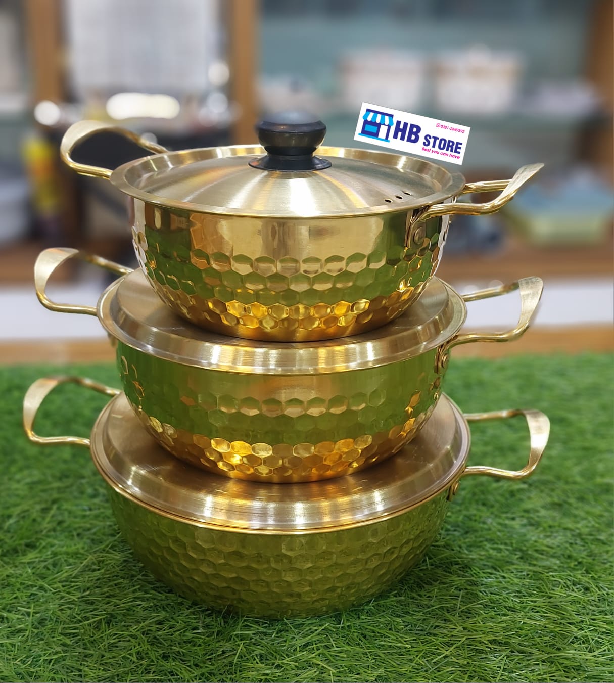 3Pcs Golden Steel Karahi Set