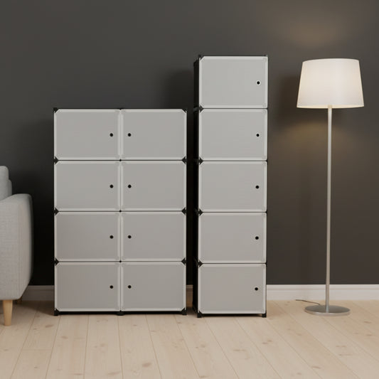 Portable Plastic Shoe Rack & Wardrobe Cabinet (5-Cube & 8-Cube Set)