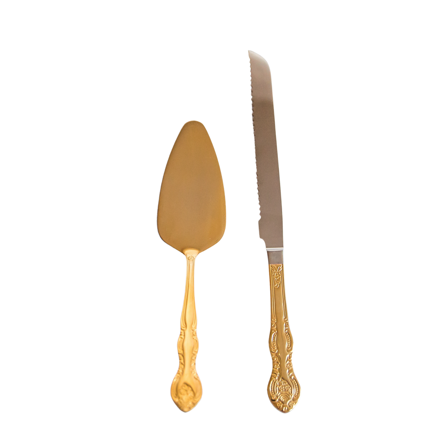 Elegant Gold Cake Knife and Server Set – Serrated Knife & Serving Spatula for Weddings, Parties, and Special Occasions