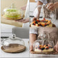 Wooden Cake Stand with Dome acrylic