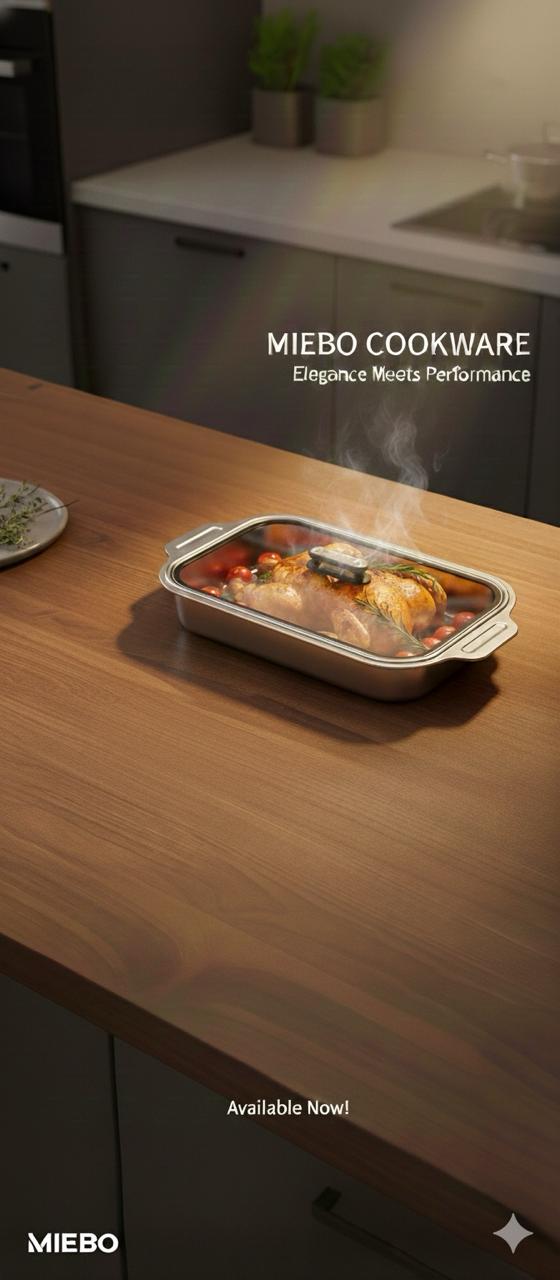 MIEBO Cookware: Elegance Meets Performance - Premium Non-Stick Roasting & Baking Pan with Vented Lid