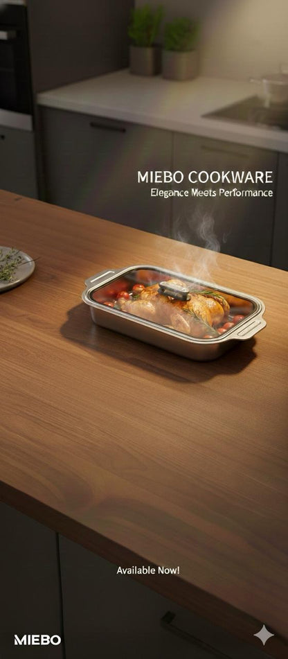 MIEBO Cookware: Elegance Meets Performance - Premium Non-Stick Roasting & Baking Pan with Vented Lid